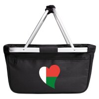 Einkaufskorb faltbar Madagaskar Flagge Herz 20 Liter Black
