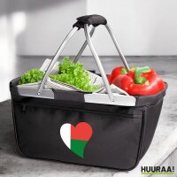 Einkaufskorb faltbar Madagaskar Flagge Herz 20 Liter Black