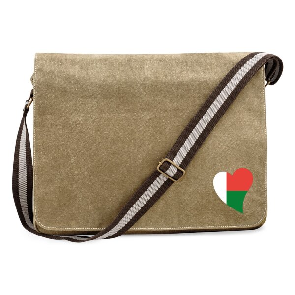 Umhängetasche Madagaskar Flagge Herz 14 Liter