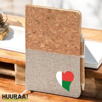 Notizbuch A5 Madagaskar Flagge Herz 80 Blatt inkl....