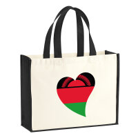 Jutetasche Malawi Flagge Herz 21 Liter Black