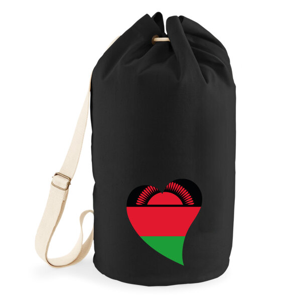 Seesack Malawi Flagge Herz 20 Liter Black