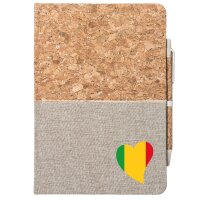 Notizbuch A5 Mali Flagge Herz 80 Blatt inkl. Kugelschreiber