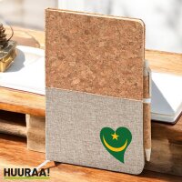 Notizbuch A5 Mauretanien Flagge Herz 80 Blatt inkl....