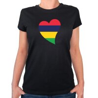 Damen T-Shirt Mauritius Flagge Herz