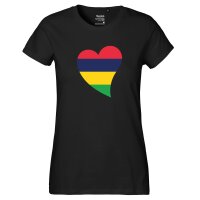 Damen T-Shirt Mauritius Flagge Herz
