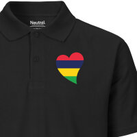 Damen Polo Shirt Mauritius Flagge Herz