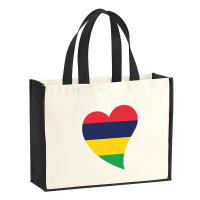 Jutetasche Mauritius Flagge Herz 21 Liter Black