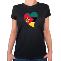 Damen T-Shirt Mosambik Flagge Herz