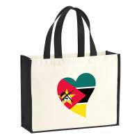 Jutetasche Mosambik Flagge Herz 21 Liter Black