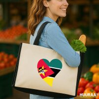 Jutetasche Mosambik Flagge Herz 21 Liter Black