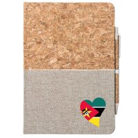 Notizbuch A5 Mosambik Flagge Herz 80 Blatt inkl....