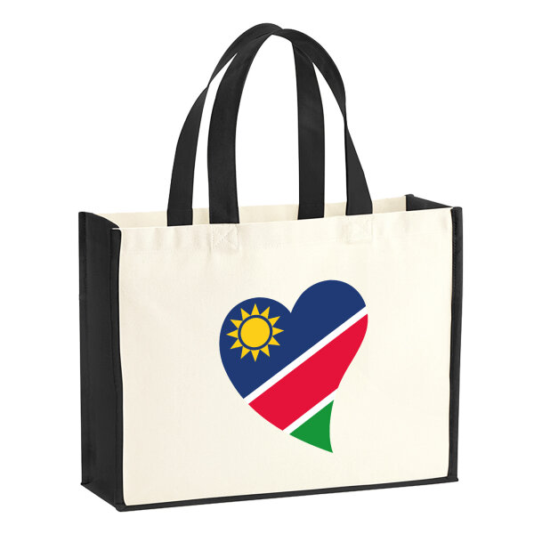 Jutetasche Namibia Flagge Herz 21 Liter Black