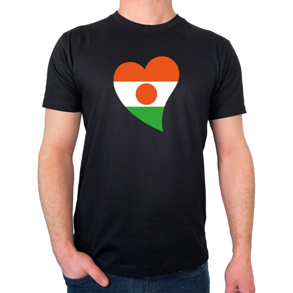 Herren T-Shirt Niger Flagge Herz