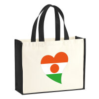 Jutetasche Niger Flagge Herz 21 Liter Black