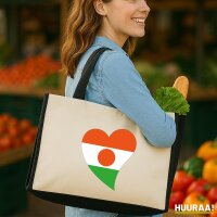 Jutetasche Niger Flagge Herz 21 Liter Black