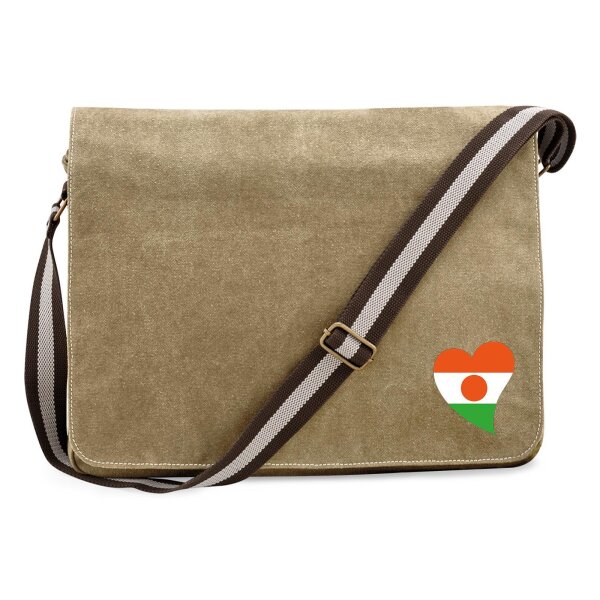 Umhängetasche Niger Flagge Herz 14 Liter