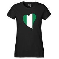Damen T-Shirt Nigeria Flagge Herz