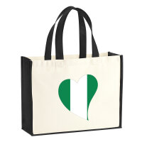 Jutetasche Nigeria Flagge Herz 21 Liter Black