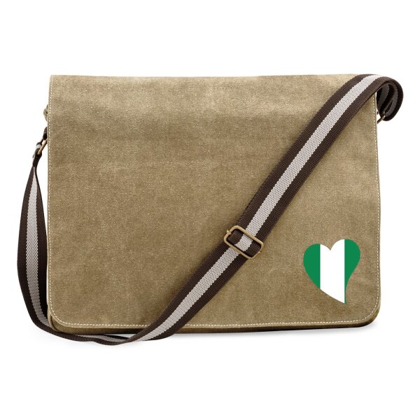 Umhängetasche Nigeria Flagge Herz 14 Liter