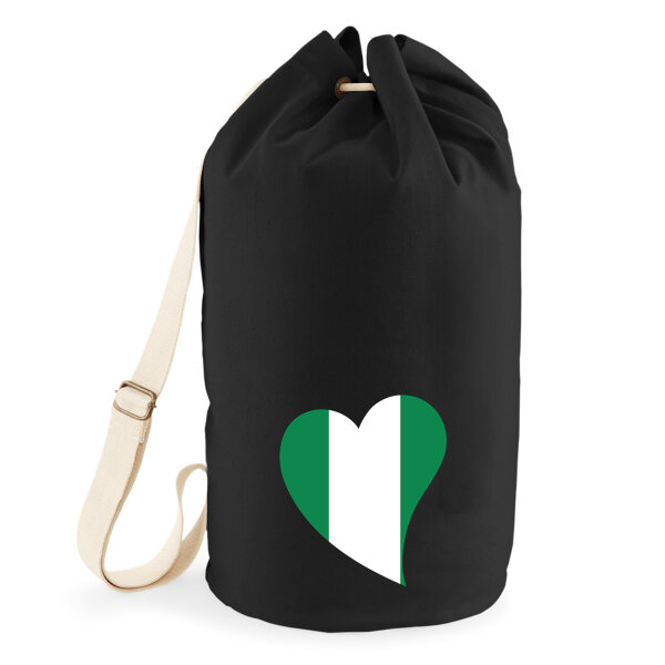 Seesack Nigeria Flagge Herz 20 Liter Black