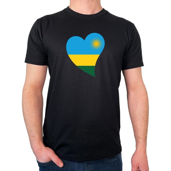Herren T-Shirt Ruanda Flagge Herz