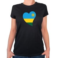 Damen T-Shirt Ruanda Flagge Herz