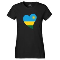 Damen T-Shirt Ruanda Flagge Herz
