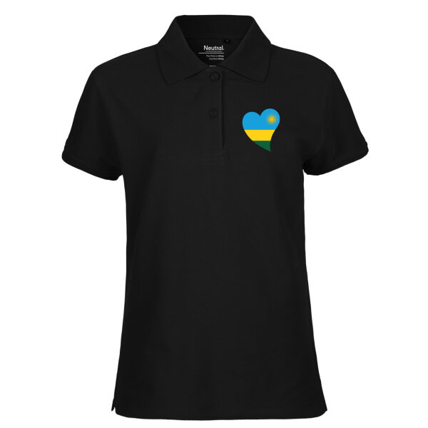 Damen Polo Shirt Ruanda Flagge Herz