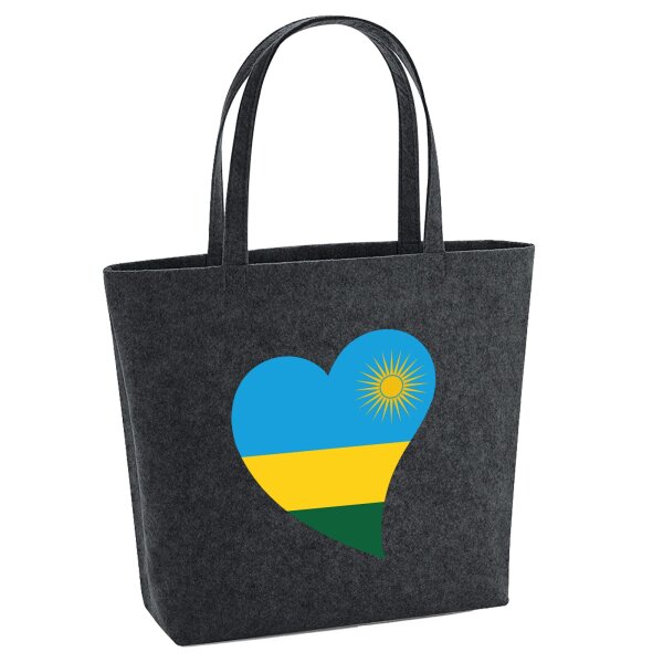 Filzshopper Ruanda Flagge Herz, 22 Liter