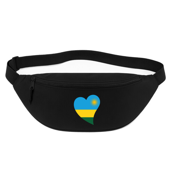 Bauchtasche Ruanda Flagge Herz 2,5 Liter Black