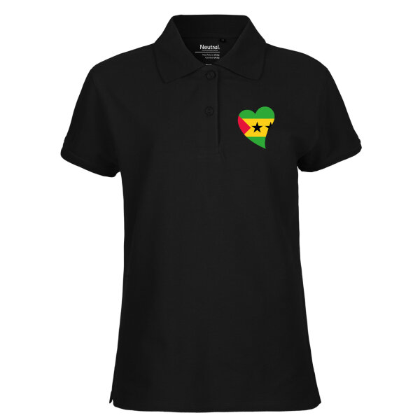 Damen Polo Shirt Sao Tome und Principe Flagge Herz