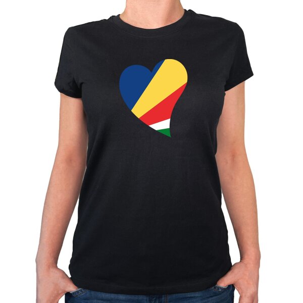 Damen T-Shirt Seychellen Flagge Herz