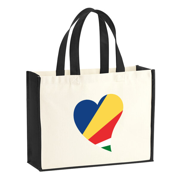 Jutetasche Seychellen Flagge Herz 21 Liter Black