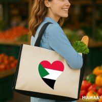 Jutetasche Sudan Flagge Herz 21 Liter Black