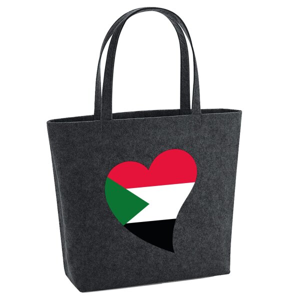 Filzshopper Sudan Flagge Herz, 22 Liter