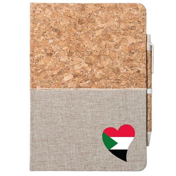 Notizbuch A5 Sudan Flagge Herz 80 Blatt inkl. Kugelschreiber