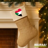 Weihnachtsstrumpf Sudan Flagge Herz Beige Jute