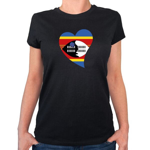 Damen T-Shirt Swasiland Flagge Herz
