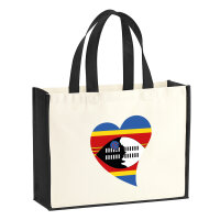 Jutetasche Swasiland Flagge Herz 21 Liter Black