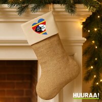 Weihnachtsstrumpf Swasiland Flagge Herz Beige Jute