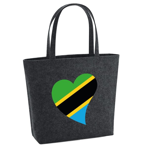 Filzshopper Tansania Flagge Herz, 22 Liter