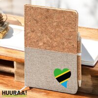 Notizbuch A5 Tansania Flagge Herz 80 Blatt inkl....