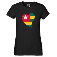 Damen T-Shirt Togo Flagge Herz