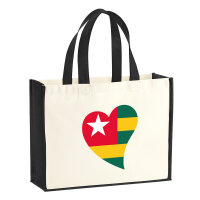 Jutetasche Togo Flagge Herz 21 Liter Black