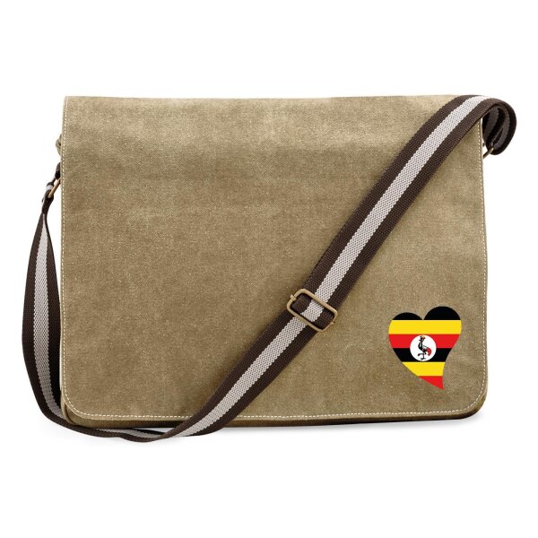 Umhängetasche Uganda Flagge Herz 14 Liter