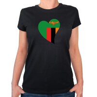 Damen T-Shirt Sambia Flagge Herz