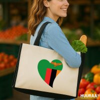 Jutetasche Sambia Flagge Herz 21 Liter Black