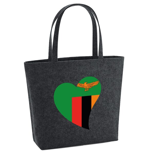 Filzshopper Sambia Flagge Herz, 22 Liter