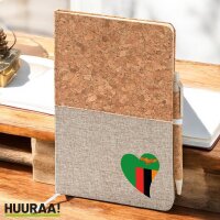 Notizbuch A5 Sambia Flagge Herz 80 Blatt inkl....